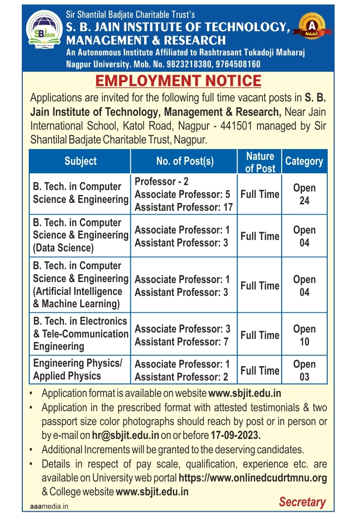 Recruitment Application Form: Download – S. B. Jain Institute Of ...